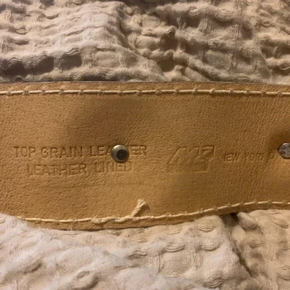 MZ of New York Top Grain Statement Silver Studded Beige Belt - Picture 4 of 4